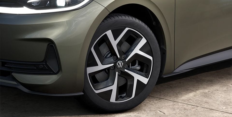 Vorderreifen des ID.3 Neo Style in Olivegr&uuml;n