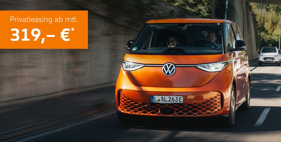 ID. Buzz Caro in Orange. St&ouml;rer: Privatleasing ab mtl. 319 &euro;