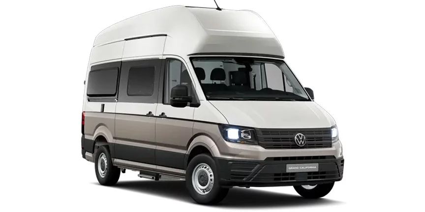 Der Volkswagen Grand California in Wei&szlig;-Beige