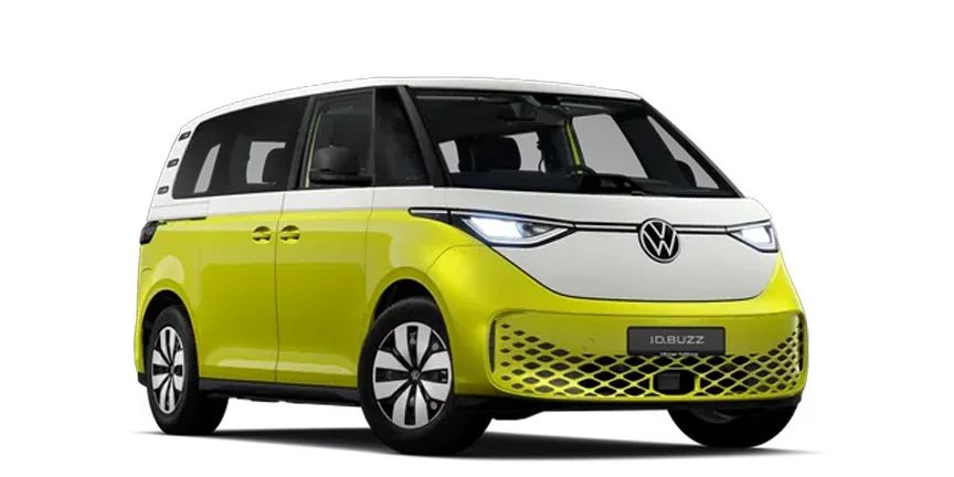 Der Volkswagen ID. Buzz in Wei&szlig;-Gelb